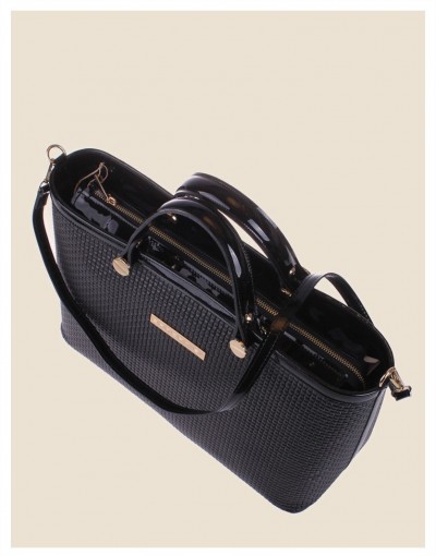 Borsa in vera pelle - Domy- nero con borchie stile rock