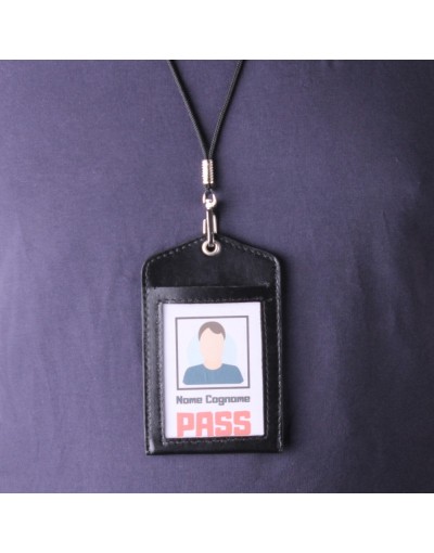 ✔Porta Badge in pelle per tessera identificativa di lavoro porta tesserino  carte